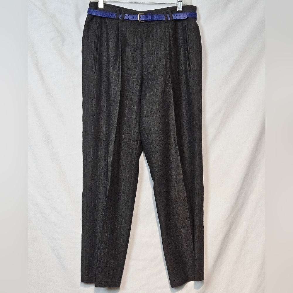 Womens Vintage Pinstripe Tailored Tapered Trousers